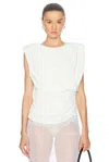 Simkhai Daton Draped Jersey Top In Ivory