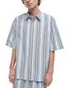 Simkhai Deacon Oversized Button Front Shirt In Blue