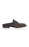 Simkhai Dean Leather Loafer Mules Distressed Chocolate In Brown