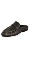 Simkhai Dean Leather Loafer Mules Distressed Chocolate In Brown
