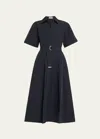 Simkhai Womens Midnight Deanna Belted-waist Cotton-blend Midi Dress In Midnight