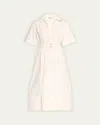 Simkhai Deanna Belted Poplin Short-sleeve Midi Shirtdress In White