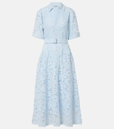 Simkhai Deanna Lace Guipure Cotton Midi Dress In Blue