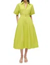 Simkhai Deanna Short Sleeve Belted Midi Dress In Yellow Plum In Green
