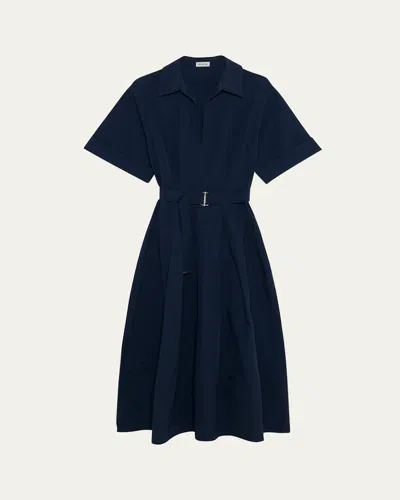 SIMKHAI DEANNA SHORT-SLEEVE BELTED MIDI DRESS