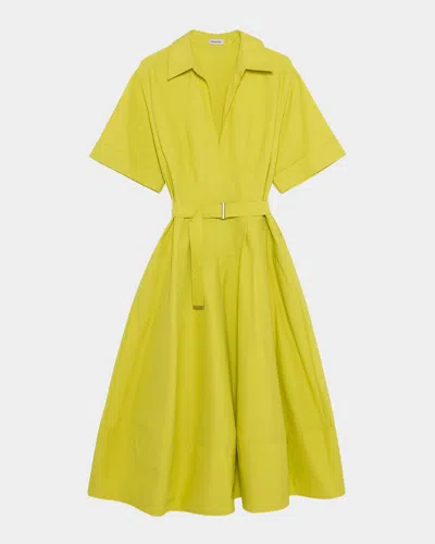Simkhai Deanna Short-sleeve Belted Midi Dress In Yellow