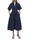 Simkhai Womens Midnight Deanna Belted Cotton-blend Midi Dress In Blue
