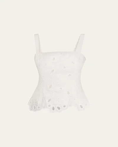 Simkhai Delaney Embroidered Bustier Top In White