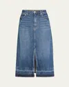 Simkhai Della Release-hem Denim Midi Skirt In Coronado