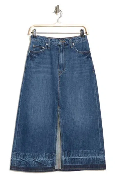 Simkhai Della Released Hem Denim Midi Skirt In Blue