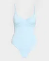 Simkhai Demi Bustier One-piece Swimsuit In Blue