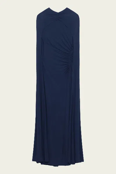 Simkhai Demi Draped Jersey Cape Gown In Midnight In Blue