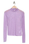 Simkhai Desirae Long Sleeve Mesh Top In Lavender