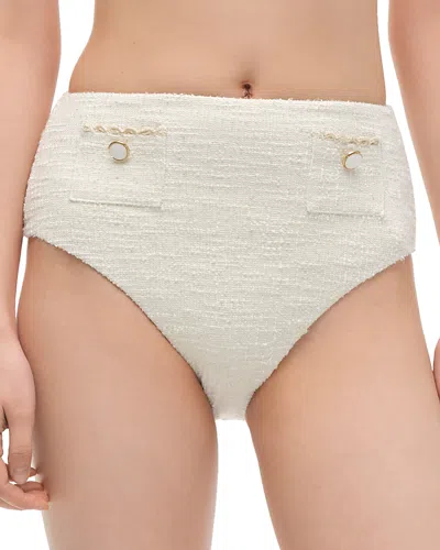 Simkhai Diana High Waisted Tweed Bikini Bottom In White