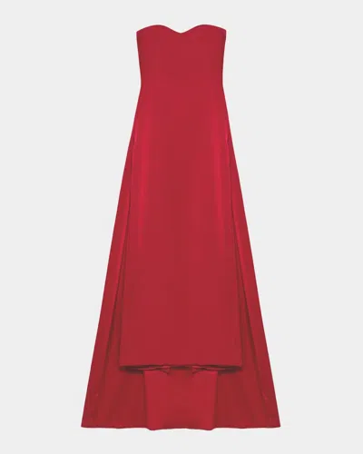 Simkhai Dinah Satin Column Cape Gown In Red