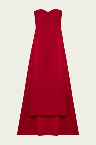 Simkhai Dinah Strapless Midi Dress In Lipstick In Red
