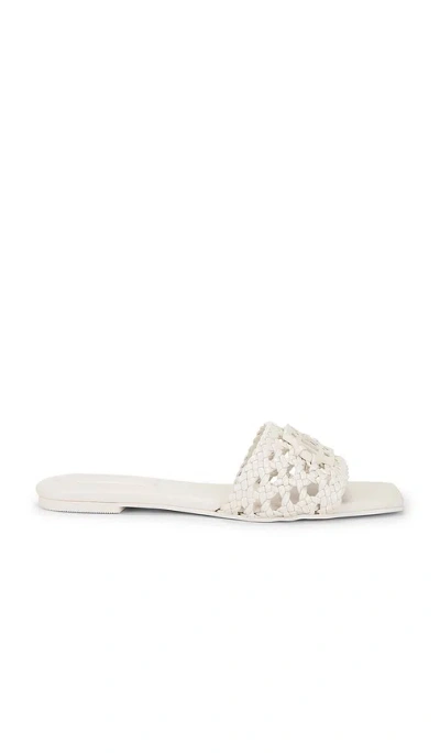 Simkhai Dion Woven Leather Flat Sandal In White