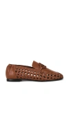 Simkhai Dion Woven Leather Loafer In Animal Print