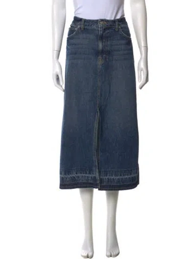 Pre-owned Simkhai Distressed Accents Midi Length Skirt In Blue