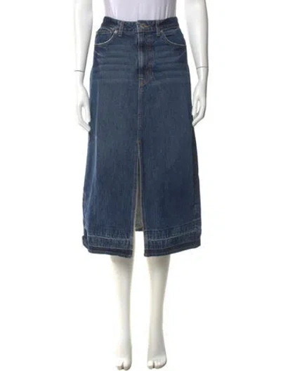 Pre-owned Simkhai Distressed Accents Midi Length Skirt In Blue