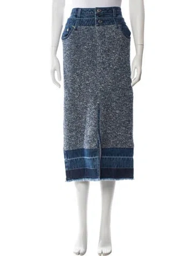 Pre-owned Simkhai Distressed Accents Midi Length Skirt In Blue