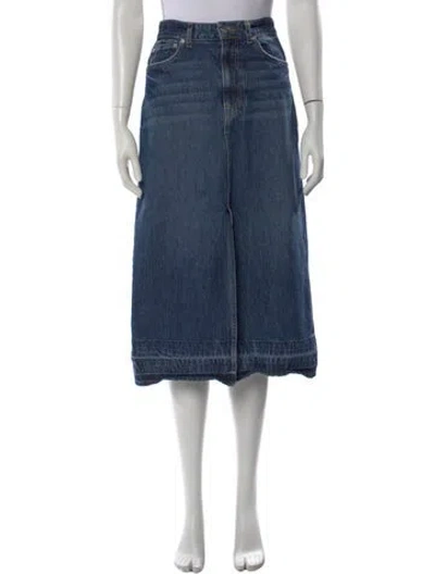Pre-owned Simkhai Distressed Accents Midi Length Skirt In Blue