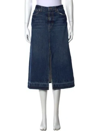 Pre-owned Simkhai Distressed Accents Midi Length Skirt In Blue