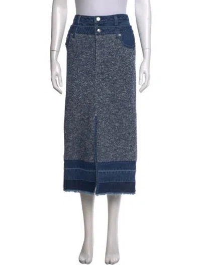 Pre-owned Simkhai Distressed Accents Midi Length Skirt In Blue