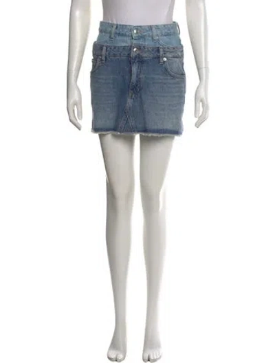 Pre-owned Simkhai Distressed Accents Mini Skirt In Blue