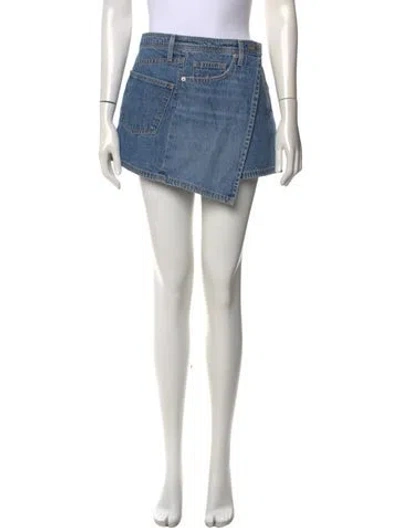 Pre-owned Simkhai Distressed Accents Mini Skirt In Blue
