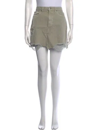 Pre-owned Simkhai Distressed Accents Mini Skirt In Green