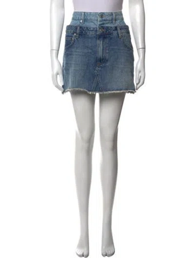 Pre-owned Simkhai Distressed Accents Mini Skirt W/ Tags In Blue