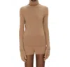 Simkhai Dita Cashmere Turtleneck Sweater With Gloves In Camel Melange In Brown