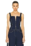 Simkhai Dolce Zip Up Top In Midnight