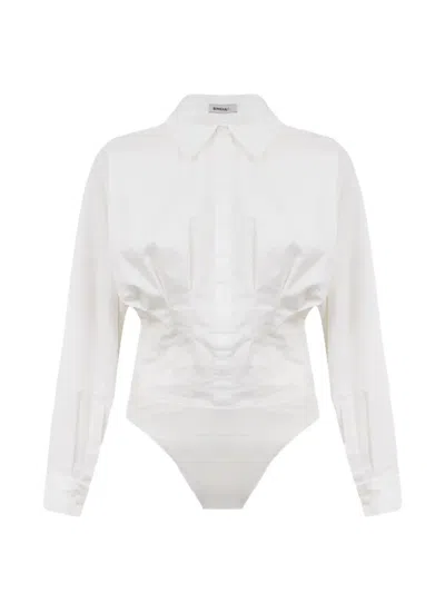 Simkhai Dolman Pleated Bodysuit In White