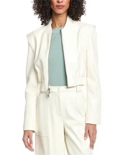 Simkhai Doreen Vegan Leather Bomber Jacket In White