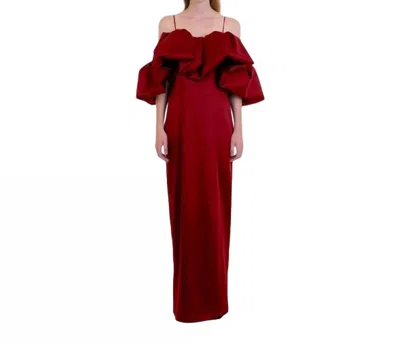 Simkhai Dorina Off Shoulder Dress In Cherry In Red