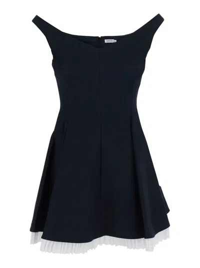 Simkhai Dorothie Off-shoulder Mini Dress With Contrasting Hem In Red