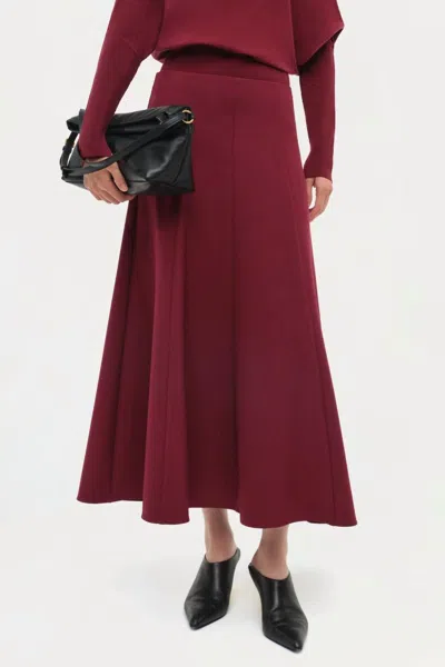 Simkhai Dottie A-line Midi Skirt In Oxblood