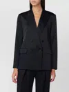 Simkhai Double Breasted Satin Jacket In Black