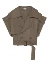 Simkhai Double-breasted Short-sleeved Top In Brown
