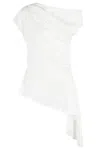 Simkhai Draped Crepe Top With Asymmetrical Neckline In White