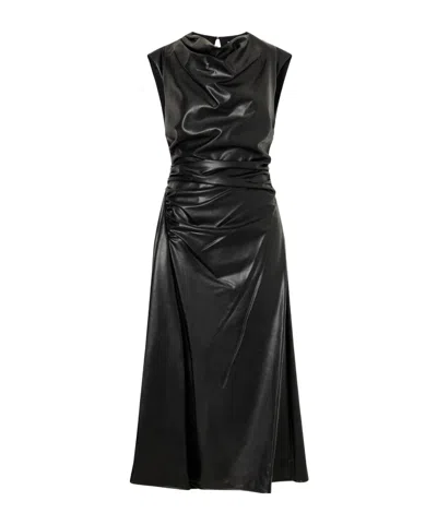 Simkhai Burke Draped Glossed Midi Dress In Black