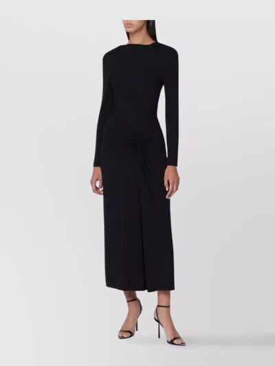 SIMKHAI DRAPED JERSEY MAXI DRESS WITH LONG SLEEVES