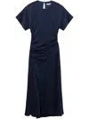 Simkhai Marabella Draped Short-sleeve Midi Dress In Blue