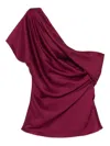 Simkhai Draped One-shoulder Blouse In Burgundy
