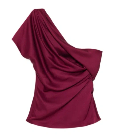 SIMKHAI DRAPED ONE-SHOULDER BLOUSE