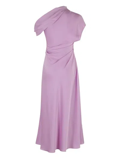 Simkhai Draped One-shoulder Dress In Purple
