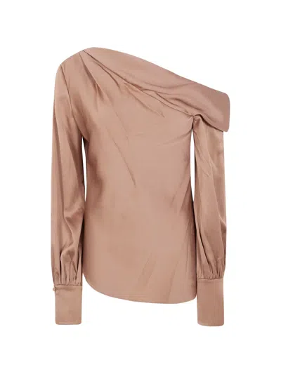 Simkhai Draped One-shoulder Top In Brown