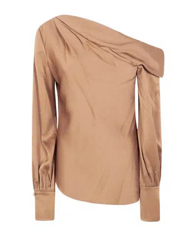 Simkhai Alice One Shoulder Top In Brown